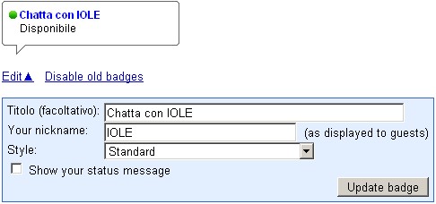 Edit Google Talk badge